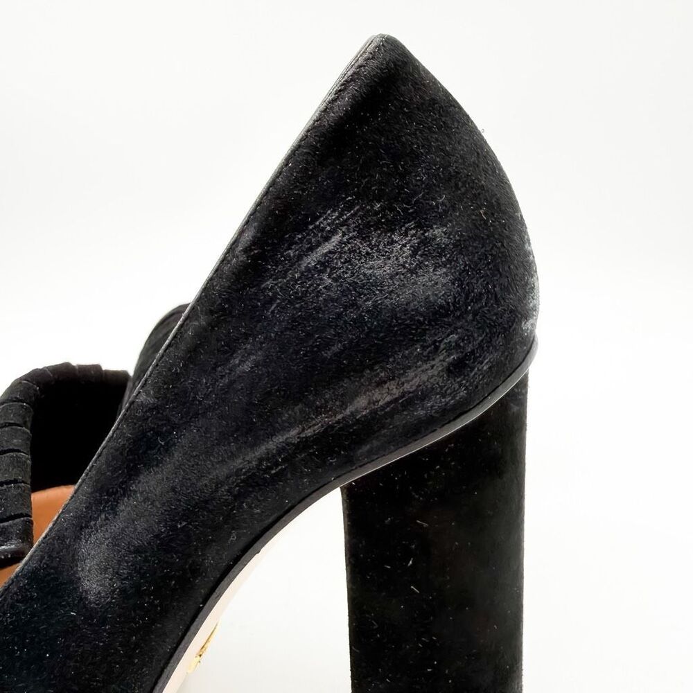 Gucci GG Marmont Fringe Black Loafer Block Heel Pumps EU 37 US 7 - Picture 5 of 16